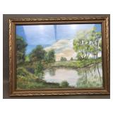 Oil impressionist water scene, signed