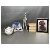 Vtg Foil Art Santa, Reindeer Scultpure & More
