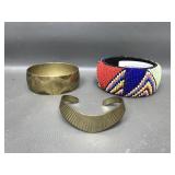 Beaded Masai Beaded & Brass Bangle Bracelets