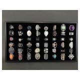 Modern Costume Jewelry Adjustable Rings W Display