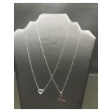 Sterling Silver M Necklace & Heart Pendant