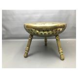 Vtg Middle Eastern Hammered Brass Stool