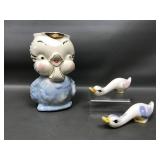 Vtg Shawnee Pottery Blue Bird Pitcher & Artmark
