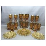 Vintage Amber Glasses & Federal Glass Plates