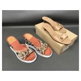 Coach Tan Leather Slide & Alyssa Wedge Sandals