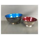 Reed & Barton Blue & Red Enamel Silverplated Bowls