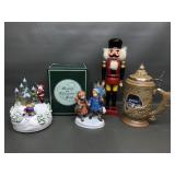 Kmart wood nutcracker, & Vtg Avon christmas