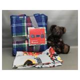 Cute Boy Bedroom Items, Plaid Quilt Set & Teddy
