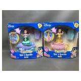 Vtg Disney Princess Spin N Sparkle Belle & Ariel