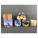 Vtg Avon Plush Teddy & Candle Box & 3-wick Avon