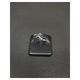 Sterling Silver Woven Black & Clear Cz Ring Sz 8