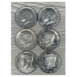 Lot of (6) Kennedy Half Dollar Coins