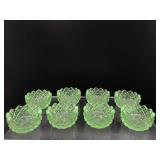 vintage green depression glass Salt cellars 8pc