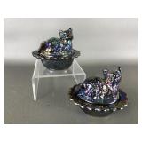 Vtg Mosser Cat On Nest Iridescent Salt Cellar