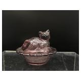 Vtg Mosser Cat On Nest Salt Cellar