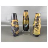 French Art Nouveau Cameo Glass Butterfly Vases