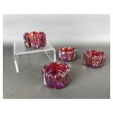 Vtg mosser? carnival ruby red glass salt cellars