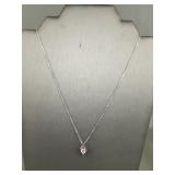 Sterling Silver Stone Heart Pendant & Chain