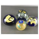 Vtg Murano Style Glass Paperweight Flower  & More