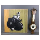 Vtg Banjo-style Wooden Clock & Bolex Wooden Wall