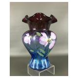 Fenton Art Glass Mulberry Melon Vase