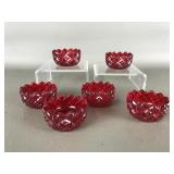 Vtg Ruby Red Glass Salt Cellars