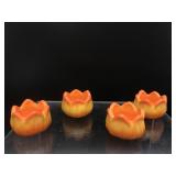 Glowing Cadmium Glass Tulip Salt Cellars