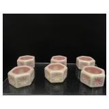Vtg Glass Glowing Burmese? Hexagonal Salt Cellars