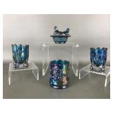 Vtg Mosser Carnival Glass Hen On Nest & Toothpick