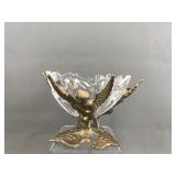Waterford Glass Bowl & Brass Musical Cherub Base