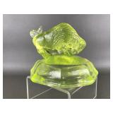 Mosser Vaseline Glass Uranium Glowing Bison