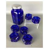 Cobalt Blue Glass Pepper & Salt Cellars