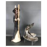 Handmade Ceramic Wizard Sculpture & Fairy Votive