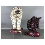 Buddah Good Luck Resin Statue & White Tiger Statue
