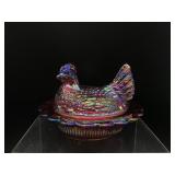 Mosser Glass Glowing Ruby Red Carnival Hen On Nest