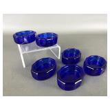 Vtg Cobalt Blue Salt Cellars 6pc