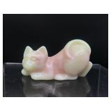 Fenton Art Glass Glowing Burmese Napping Cat