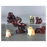 Vtg Faux Cinnabar Red Resin Figurines &  More!