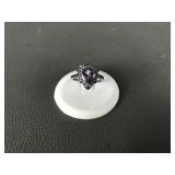 Sterling Silver Genuine Amethyst Pear Ring