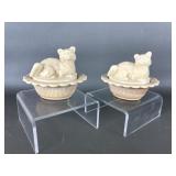 Mosser Glass Slag Glass mini Cat Salt cellar