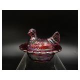 Vtg Mini Hen On Nest Mosser Salt Cellar Cadium Red