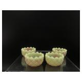 Fenton Uranium Burmese Glass Hobnail Salt Cellars