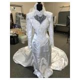 Vtg Jasmine Satin & Beaded Lace Bridal Gown