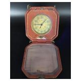 Vintage Radium Glowing Travel Alarm Art Deco Clock