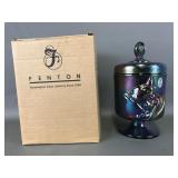 Fenton Chessie Cat Carnival Candy Jar, W/ Box