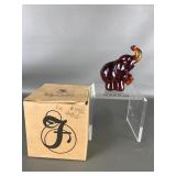 Fenton Art Glass Red Elephant Figurine W Box