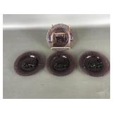 Vtg Amethyst Glass Mini B&o Railroad Train Plates