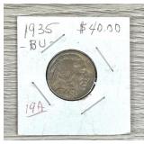 1935 Buffalo Nickel 5 Cent Coin