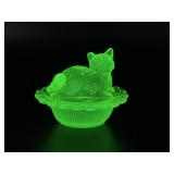 Glowing Uranium Mosser Cat On Nest Salt Cellar