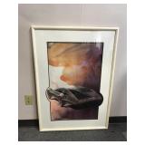 Framed Retro Futuristic Sports Car Painting